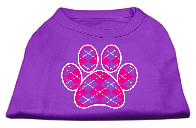 Argyle Paw Pink Screen Print Shirt Purple XS